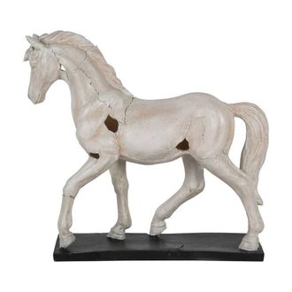The Libra Company Horse Aged Sculpture - Polyresin - L13.2 x W45.2 x H41 cm - White