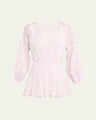 LoveShackFancy Winfrey Lace-Trim Cotton Mini Dress