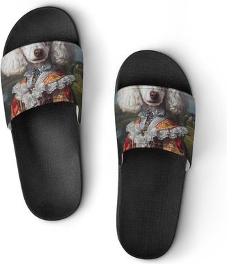 Generic European Royal Court Poodle Dog Unisex Beach Slippers & Pool Slides Anti-Slip House Shoes for Home Outdoor