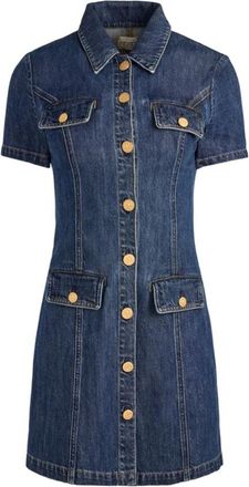 Alice & Olivia Jamie Jurk - Dames - Shirt Kleedjes - Blauw - S - Katoen - Kleedjes