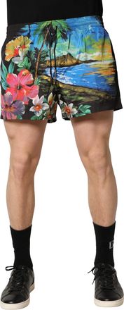 Dolce & Gabbana Black Tropical Hawaiian Trunks Shorts Mens Swimwear