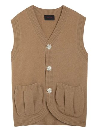 Simone Rocha Vest verfraaid met imitatieparels - Bruin