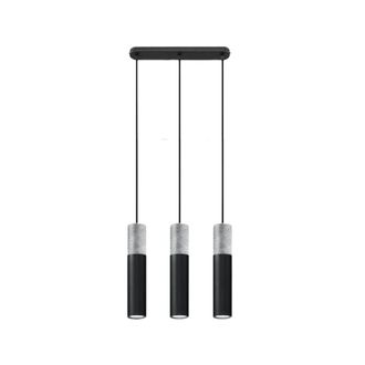 Sollux Lighting L&aacute;mpara de techo negro, gris acero, concreto alt. 90 cm