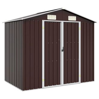 vidaXL Cobertizo De Jard&iacute;n Acero Galvanizado Marr&oacute;n 205x129x183 Cm Vidaxl