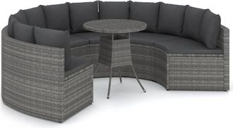 vidaXL Set De Sof&aacute;s De Jard&iacute;n 7 Piezas Y Cojines Rat&aacute;n Sint&eacute;tico Gris Vidaxl