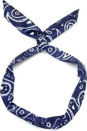 HL Rockabilly Wired Headband Retro Scarf Adjustable Twist Wire Hair Band Bunny Ears Bowknot (N Paisley-Navy)