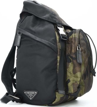 Prada Black Green Khaki Nylon Backpack (Pre-Owned)