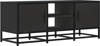 vidaXL Vidaxl - Mueble de tv madera de ingeniería y metal negro 100x35x41 cm