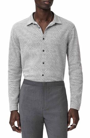 John Varvatos Paladino Jacquard Button-Up Shirt in Grey Sky at Nordstrom, Size Xx-Large