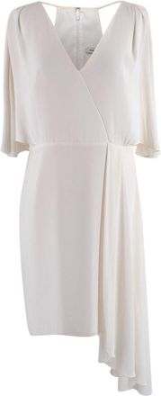 Halston Heritage Cream Chiffon Asymmetric Dress Size L