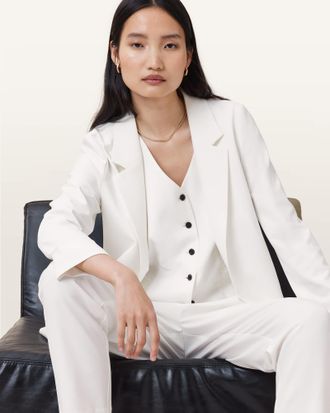 AllSaints Polyester Aleida Lightweight Tri Blazer, Size: UK 14/US 10