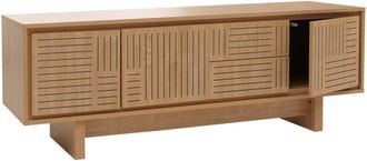 Hhg Non utilizzato] Mobile tv HHG 911, porta tv, tavolino televisione, cassettiera, ripiani, melamina 51,5x150x39,5 cm, olmo naturale