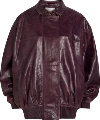 CHRISTOPHER ESBER Devon Leather Bomber Jacket - Maroon - 12 (UK12 / M)