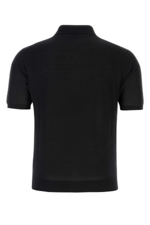 Prada Mens Black Wool Polo Shirt Nero Wv-Trochusniloticus