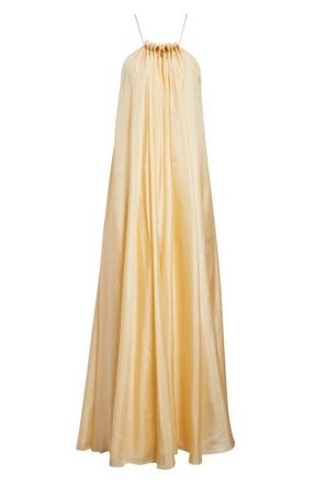Zimmermann Aster Gathered Bead Silk Maxi Dress in Cream at Nordstrom, Size 4