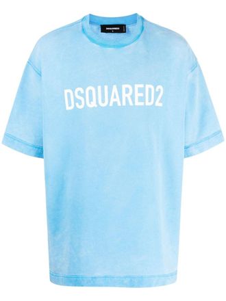 Dsquared2 logo-print short-sleeve sweatshirt - men - Cotton - L - Blue