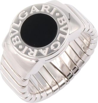 Bulgari Silver Black White Gold (18K) Band Ring (Pre-Owned)