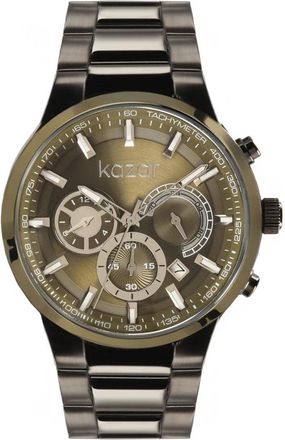 Kazar Zwarte horloge met groene wijzerplaat - Heren - Horloges - Groen - ONE Size - Accessoires