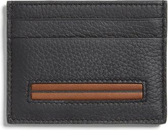 Ermenegildo Zegna Portacarte in pelle con applicazione - Nero