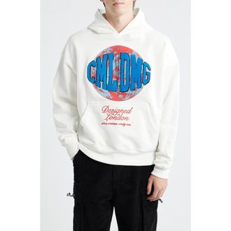 Criminal Damage Worldwide Cotton Graphic Hoodie in Off White/blue/red at Nordstrom Rack, Size X-Large