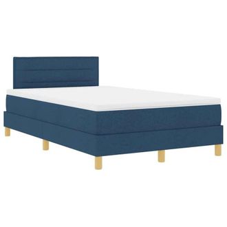 vidaXL LED Box Spring Bed with Mattress Blue 120 x 190 cm Fabric vidaXL