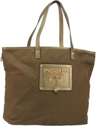Prada Pre-owned Tote Bags, female, Brown, Size: ONE SIZE Pre-owned Nylon Tote
