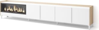 Skraut Home Skraut Home - Mueble Tv, Televisi&oacute;n, Muebles De Sal&oacute;n, Almacenaje, 315x35x61cm, Para Tv Hasta 80, Chimenea El&eacute;ctrica Xxl, Dise&ntilde;o Industrial, Estilo Mo