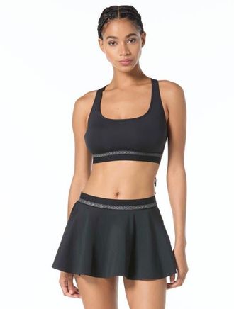 Michael Kors Signature Scuba Cross Back Bra Top in Black at Nordstrom, Size X-Small