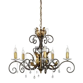 Netlighting Amarilli 5 Light Chandelier Bronze Gold Floral Leaves Design E14 in Brown