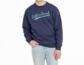 Life is good Tonal Lig Ballyard Script Good Vibes Fleece Sweater In Inkwell Blue