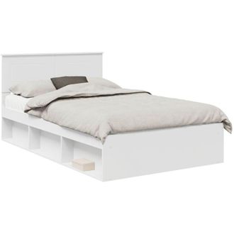 vidaXL Bed Frame with Headboard White 120 x 190 cm Engineered wood vidaXL
