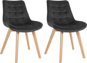 Clp Set De 2 Sillas De Comedor Brook En Terciopelo Negro