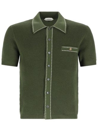 Versace Short-Sleeved Cropped Knit Shirt