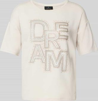 Monari T-Shirt mit Label-Detail in Beige, Größe 36