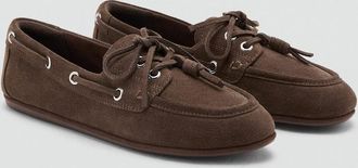 Mango Scarpe da barca camoscio lacci cioccolato - Donna - 35 - MANGO