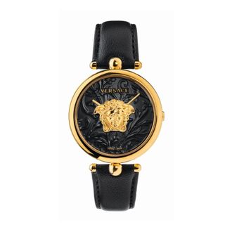 Versace Dameshorloge Palazzo Empire 39 mm Medusa op de wijzerplaat Leren band Veco 01420 - Dames - Horloges - Zwart - ONE Size - Accessoires