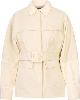 Fabiana Filippi Giacca in suede con cintura - Dames - Zomerjassen - Wit - S - Jassen