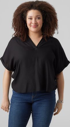 Vero Moda Curve Shirtbluse VERO MODA CURVE VMCBEAUTY SS TOP NOOS CUR, Damen, Gr. 44, schwarz, Web, Obermaterial: 100% Viskose, unifarben, regular fit normal, V-Aussch