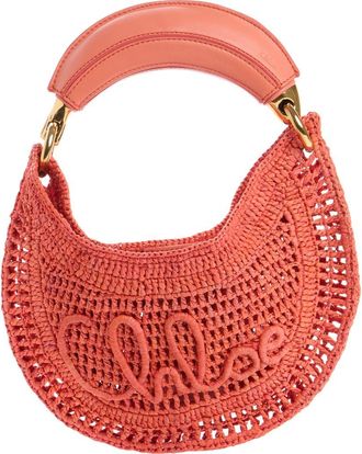 Chlo&eacute; Summer Banana Raffia Handheld Bag in Camellia Coral at Nordstrom