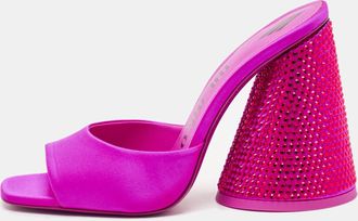 The Attico Fuchsia Satin Crystal Embellished Luz Mules