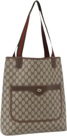 Gucci Pre-owned Tote Bags, female, Beige, Size: ONE SIZE Pre-owned GG Canvas Tote Bag