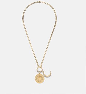 Foundrae Infinite Gratitude & Crescent 18kt gold pendant necklace with diamond