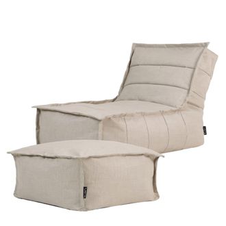 Icon Brand Puf chaise longue y reposapi&eacute;s beige para interior y exterior