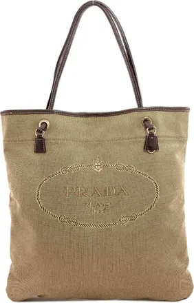 Prada Brown Canvas Tote Bag (Pre-Owned)