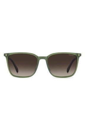 Polaroid 55mm Polarized Rectangular Sunglasses in Green/Brown at Nordstrom