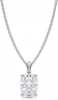 Allurez Oval Lab Diamond 4-Prong Necklace 14K White Gold (1.50ct)