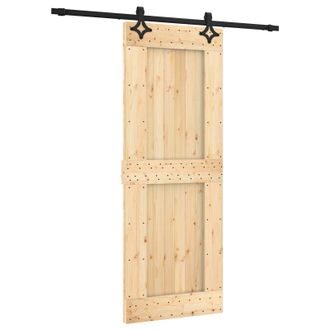 vidaXL Puerta Corredera Natural Y Negro 80 X 210 Cm Vidaxl