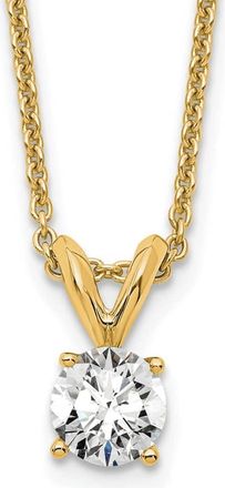 Diamond2Deal 14k Yellow Gold 1/3 Ct Round Lab Grown Diamond Solitaire Pendant Necklace 18 Clarity VS, Color D-E