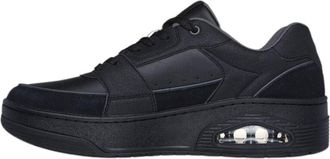 Skechers Mens Uno Court-Low Post Match Sneaker, Black/Black, 11 UK