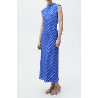 Mango Chevron Stripe A-Line Dress in Blue at Nordstrom Rack, Size 18 (Similar To 18W-20W)